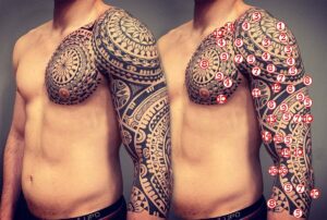 Corpos tatuados para mostrar o Significado da Tatuagem Marquesan